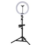 LED kruhové selfie světlo se stativem a držákem na mobilní telefon FC-33, 33 cm