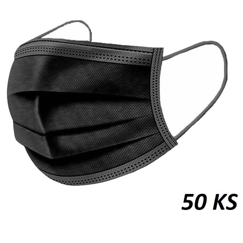 Ochranná 3-vrstvá rouška z netkané textilie - 50 ks, černá