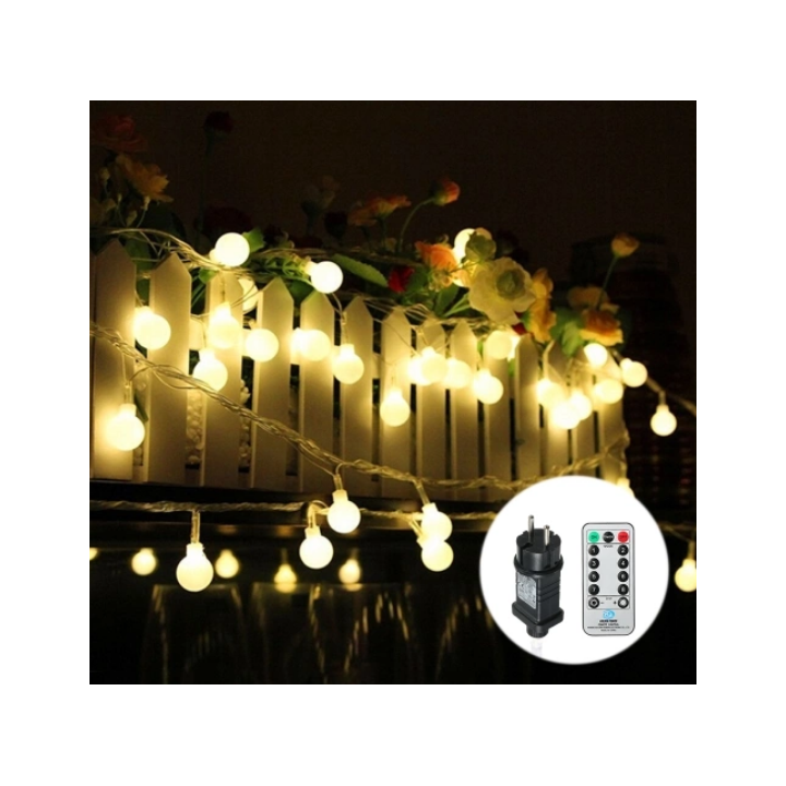 Světelný řetěz s dálkovým ovládáním Tomshine LT021EU,100 LED, 13 m - teplá bílá