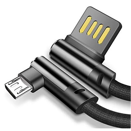 Oboustranný 90° kabel USB/micro USB 3.0 1m, černá