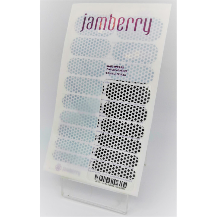 Nehtový wrap Jamberry 34N2 - White&Black Polka 0316