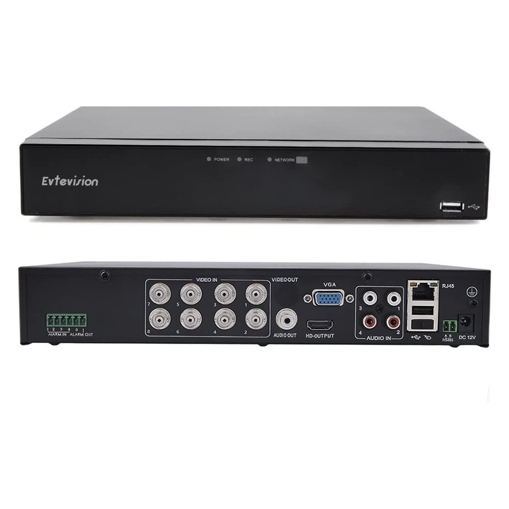 Síťový DVR videorekordér Evtevision ES-A1008S-LM DVR/NVR H.264 8CH, černá