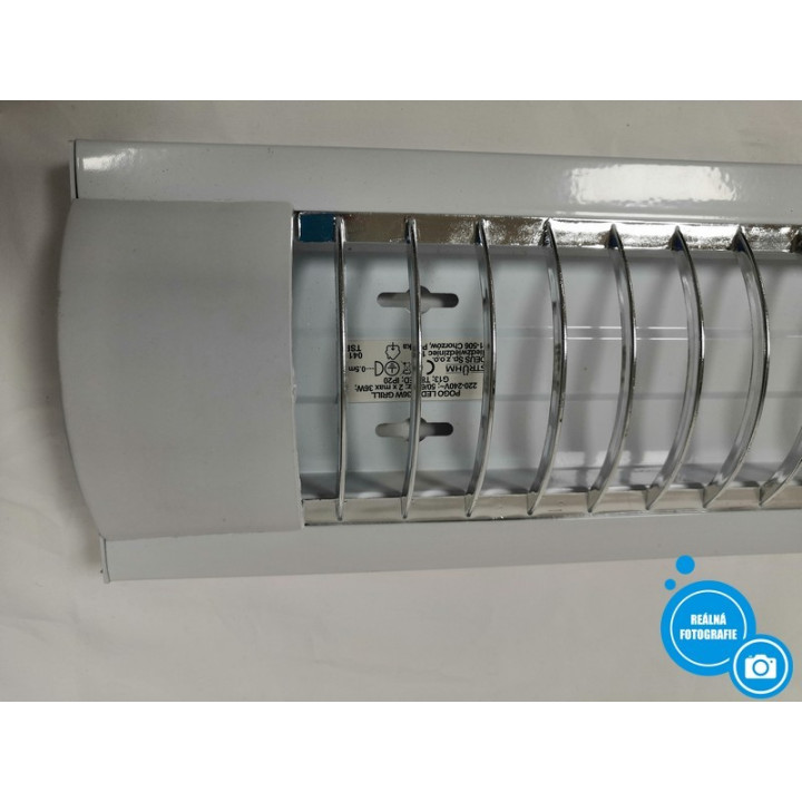 Stropní lineární osvětlení s mřížkou POGO LED G13, 2x36W , 123,6 cm