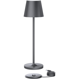 Stolní lampička s USB nabíječkou, šedá