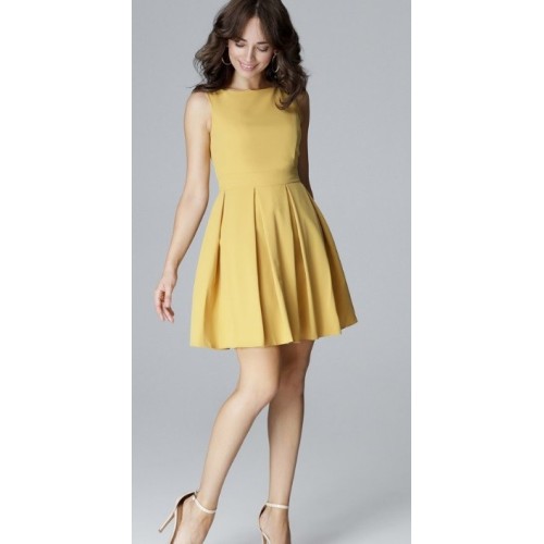 Dámské áčkové šaty Lenitif L006, M, žlutá