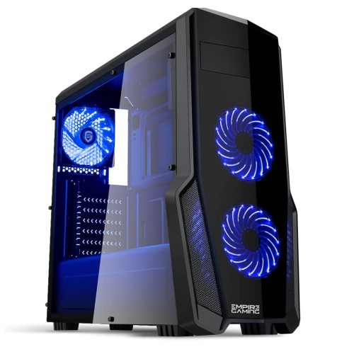 Herní počítačová skříň Empire Gaming WareFare ATX 2,5” SSD se 3 LED ventilátory – modrá (OE