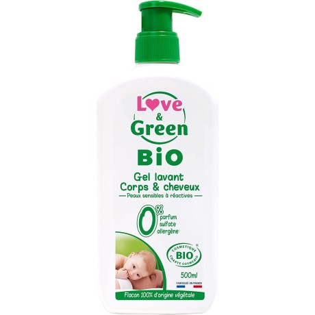 Dětský jemný mycí gel Love & Green na tělo a vlasy, 500ml