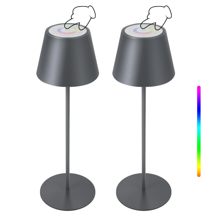Stmívatelná stolní (nabíjecí) USB LED lampička GT-009, 2ks, šedá