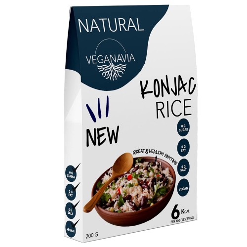 100% bezlepková konjaková rýže Veganavia Natural, 200 g