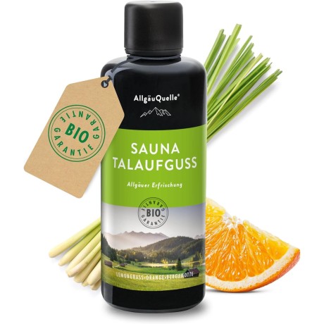 100% Bio esenciální olej do sauny Allgäuquelle, aroma citronová tráva, pomeranč, bergamot,