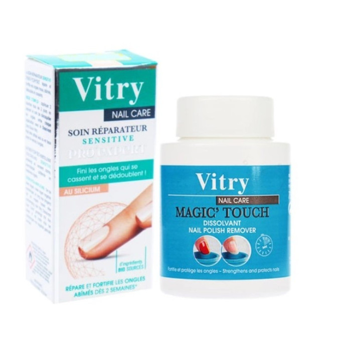 Sada péče o nehty Vitry, odlakovač 75ml + gel na opravu nehtů 10ml