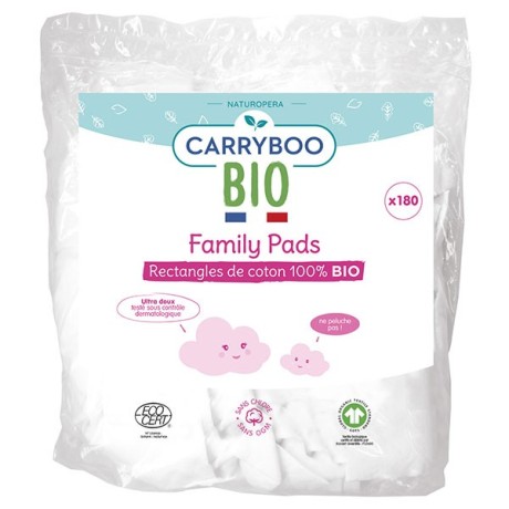 Čtverečky z organické bavlny Carryboo Bio Family Pads, 180 ks