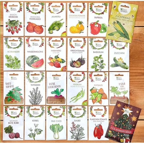 Dárková sada adventní kalendář se semínky OwnGrown, 24 pytlíků