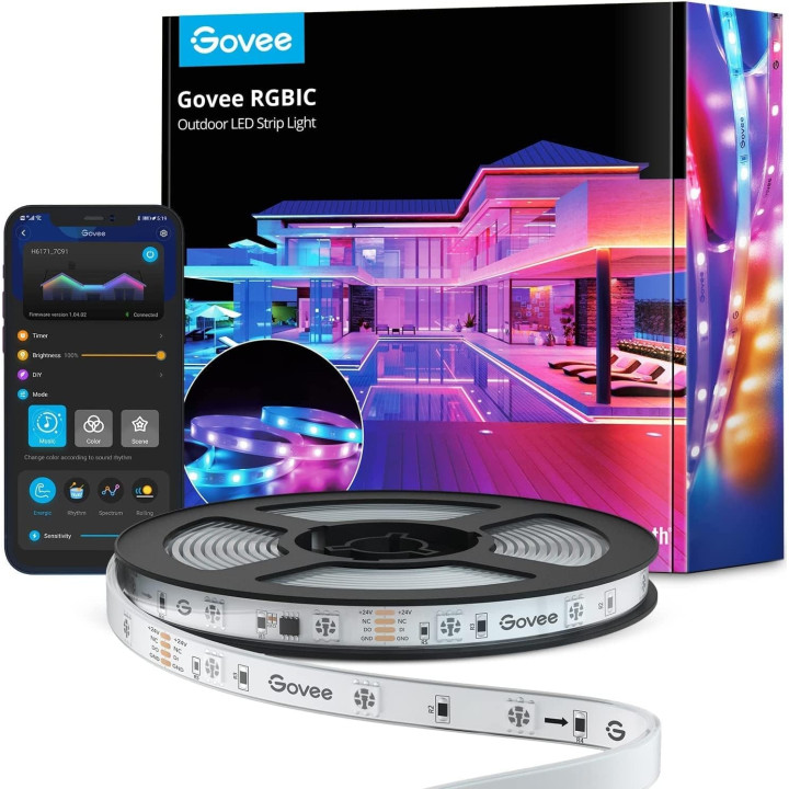 Venkovní SMART RGBIC LED pásek Govee H6172, 36 W, 24 V, 10 m