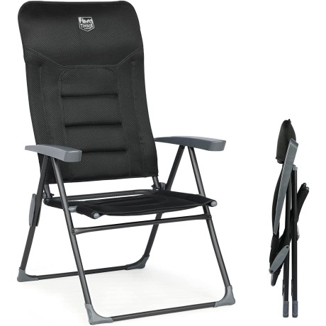 Skládací kempingová židle TimberRitge, nosnost 150 kg, černá