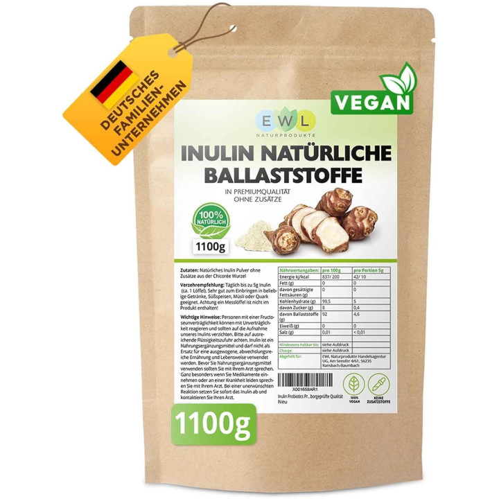 Inulinový prášek Ewl Naturprodukte Inulin Natürliche Ballaststoffe, 1100g