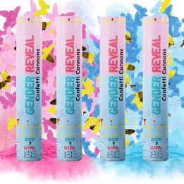 Vystřelovací konfety Hillylolly, 2 růžové a 2 modré, 45 cm