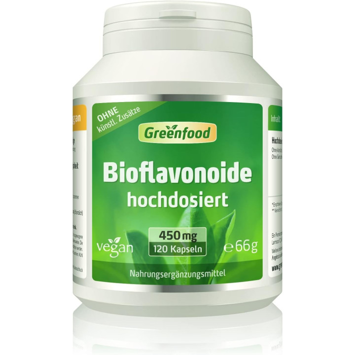 Doplněk stravy pro podporu zdraví a vitality Greenfood Bioflavonoide hochdosiert, 120 kapslí