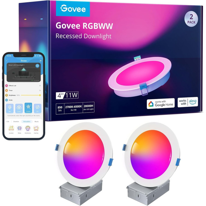 SMART RGBWW vestavěná světla Govee H601B, 11W, 2ks , bílá