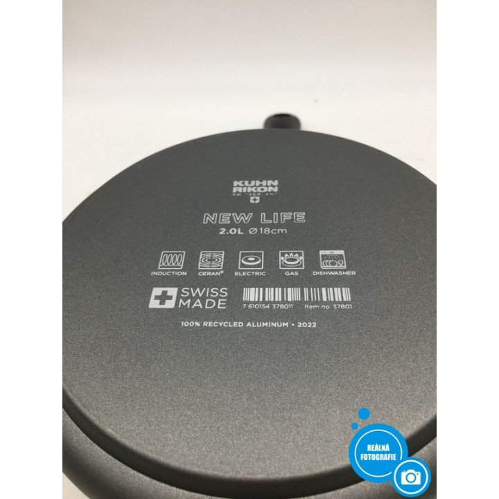 Hrnec s rukojetí Kuhn Rikon New Life, 18cm, 2l, černá