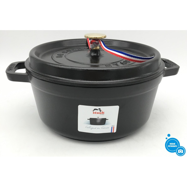 Kulatý litinový hrnec s poklicí Staub 1102425, 3,7l, 24cm, černá