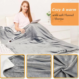 Elektrická vyhřívaná deka Mia&Coco OB-008, 180W, 180x130cm, šedá