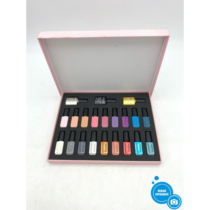 Set laků na nehty Lavender Violets Colour your life, 18ks, base coat+top coat 3x8ml