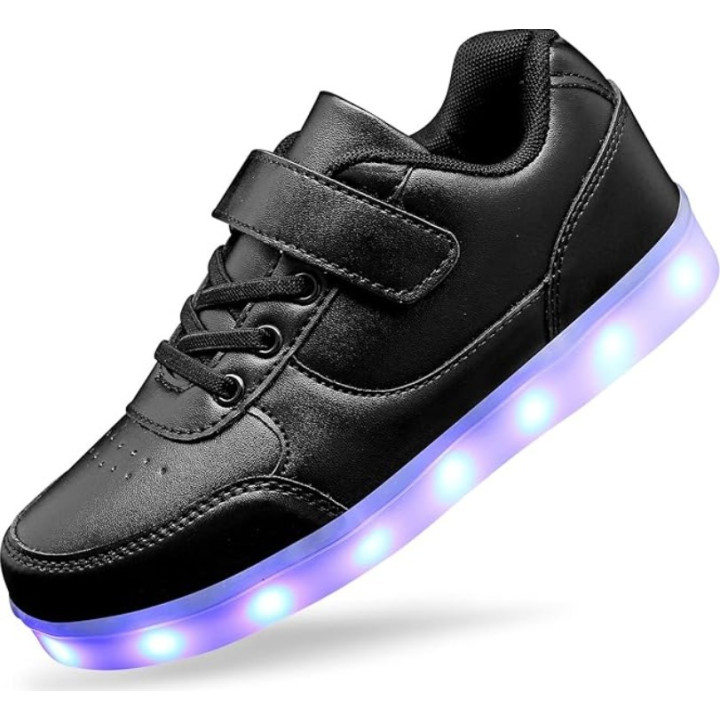 Dětské svítící LED boty na suchý zip 21 EU (13cm), černá