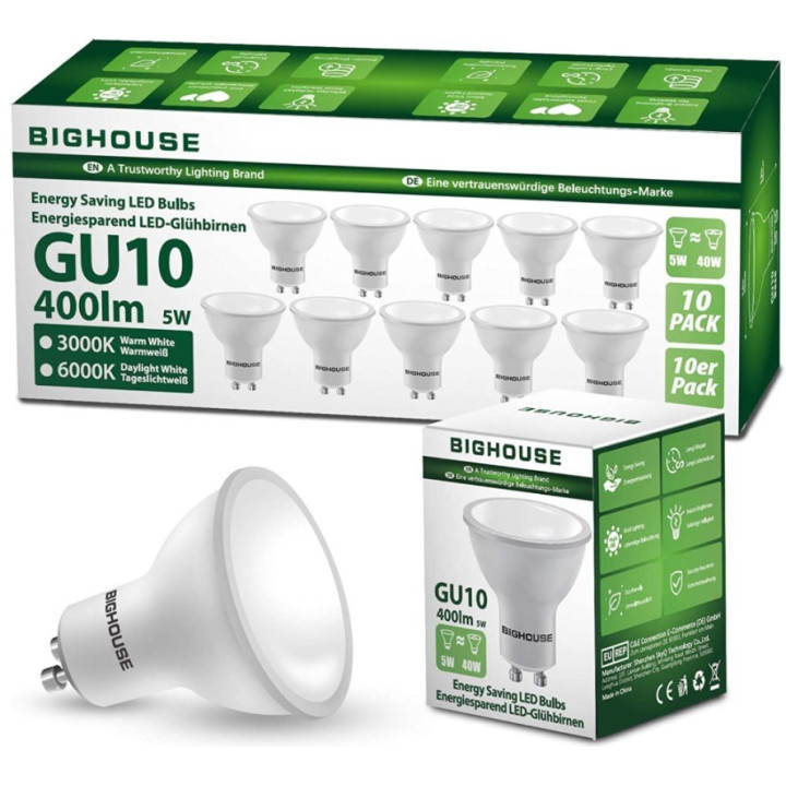 Sada žárovek Bighouse 19034 GU10/ 3000k/ 5w/ 400lm, 10ks