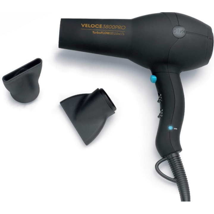 Fén na vlasy Diva Pro Styling Veloce 3800 Pro, 2200 W, černá