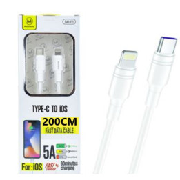 Rychlonabíjecí datový kabel Lighting USB-C Mimacro SJX-211, 2M, 3A, 25W, bílá