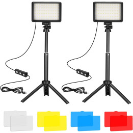 Fotografické světlo s mini stativem a barevnými filtry Ci-Fotto PC-02, RS-A, 10W, černá