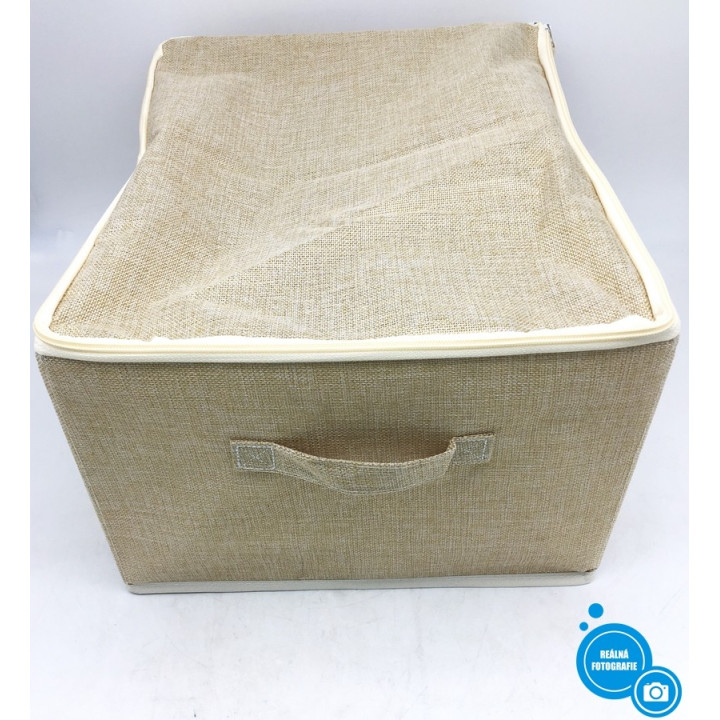 Skládací stohovatelné látkové boxy 3ks, 45 x 35 x 24cm, béžová