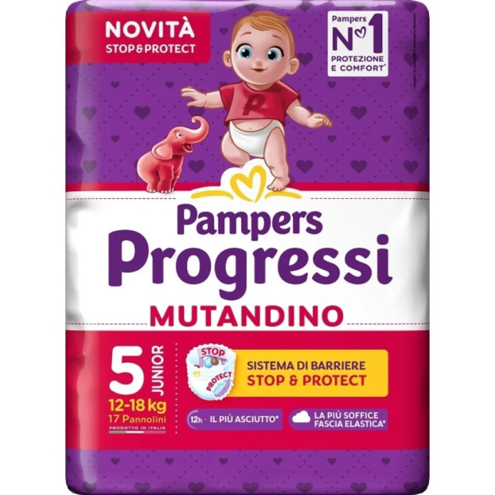 Dětské plenkové kalhotky Pampers Progressi Mutandino, vel.5 (12-18kg), 17ks