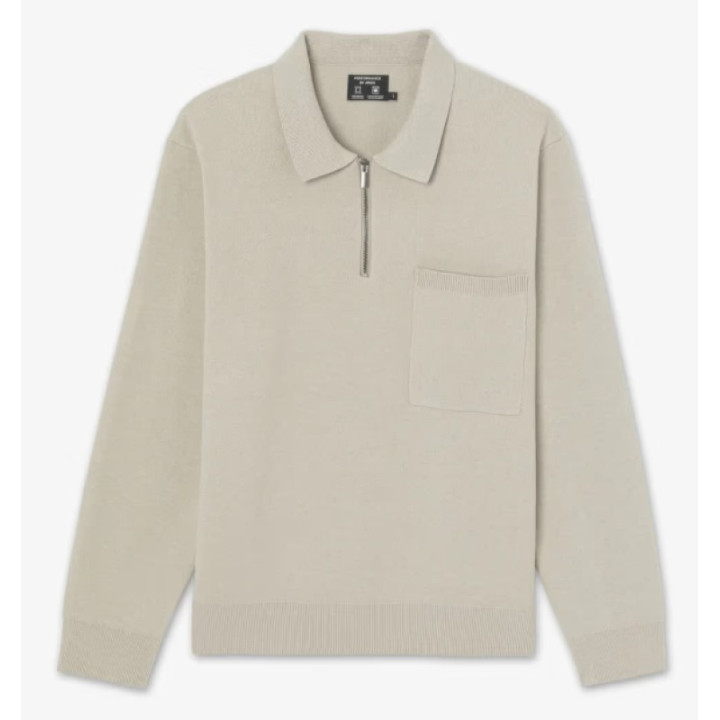 Pletený polo svetr s límečkem na zip Jules 100653710448, vel. L, béžová