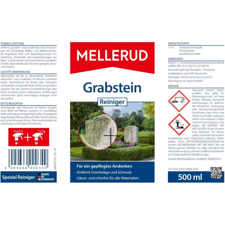 Čistící prostředek na náhrobky Mellerud Grabstein Reiniger, 500 ml