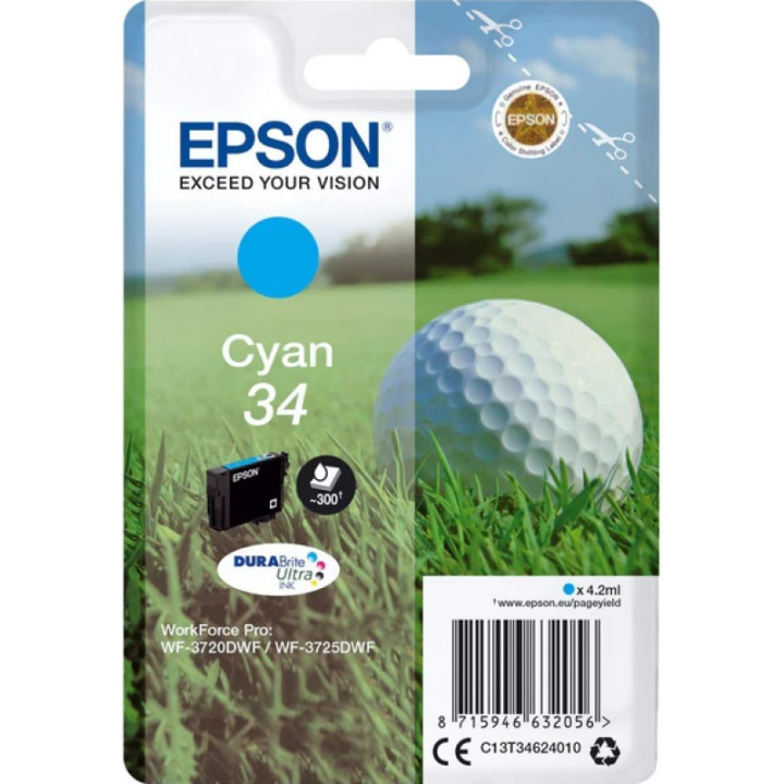 Originální inkoustové kazeta do tiskárny Epson 34 C13T34624020, 4,2 ml, azurová
