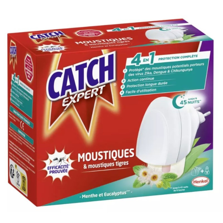 Elektrický difuzér proti komárům 4v1 Catch Expert, 18 ml, 45 nocí, máta a eukalyptus