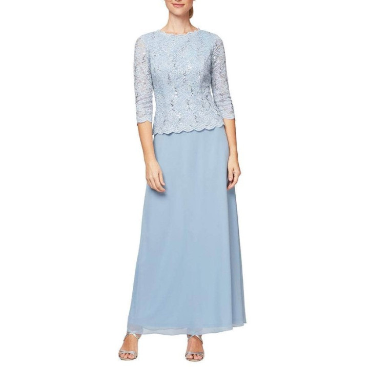 Dámské dlouhé šaty Alex Evenings Petite 212318, vel. 10P (EU 40), sky blue