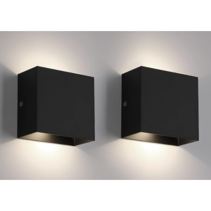 LED nástěnné svítidlo Fupe FP-HWBD-B01, 12W, 2ks, černá