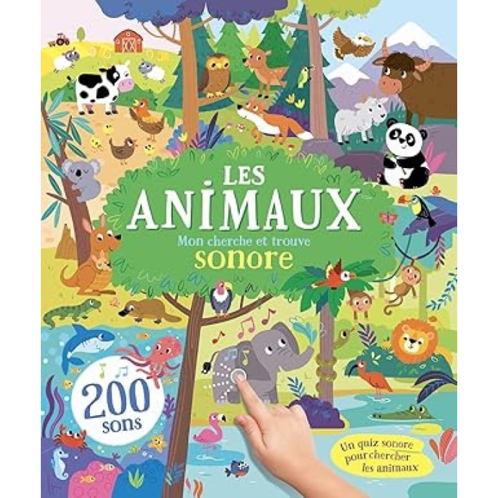 Interaktivní kniha pro děti Gründ Les Animaux mon cherche et trouve sonore, 200 zvuků, francouzský jazyk