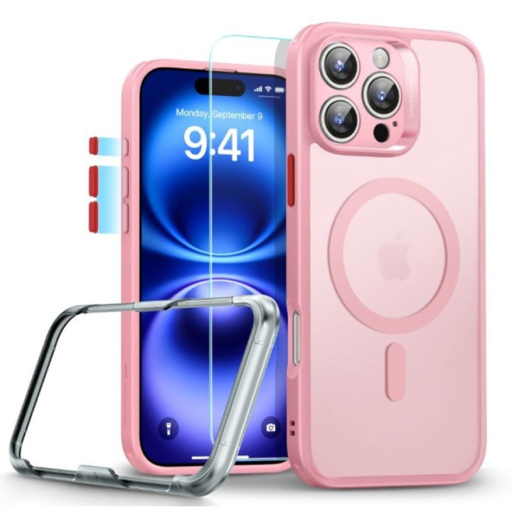Ochranný kryt a sklo na mobilní telefon ESR Classic Series, iPhone 16 Pro, světle růžová