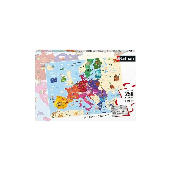 Puzzle pro děti NATHAN Mapa Evropy, 250 dílů, 8+, ve francouz. jazyce