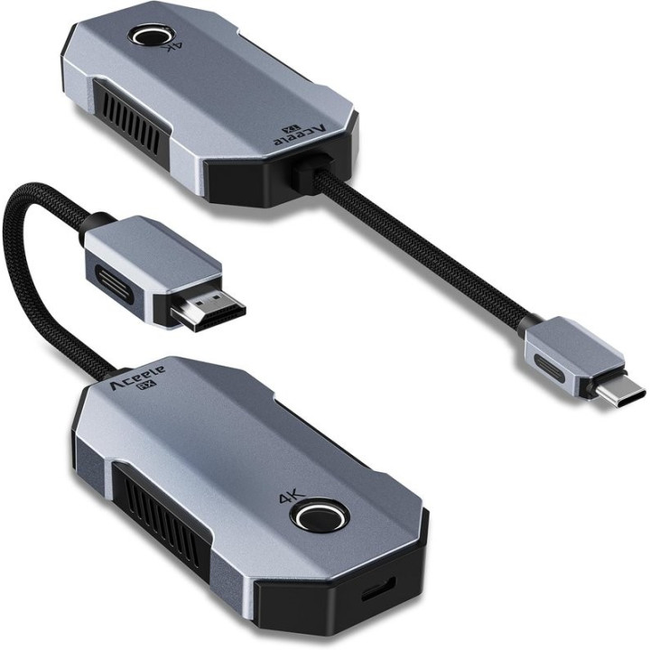 HDMI adaptér USB-C na HDMI ACEELE AC01-00092, 4K/30Hz vysílač (s nabíjením PD) dongle, 80m