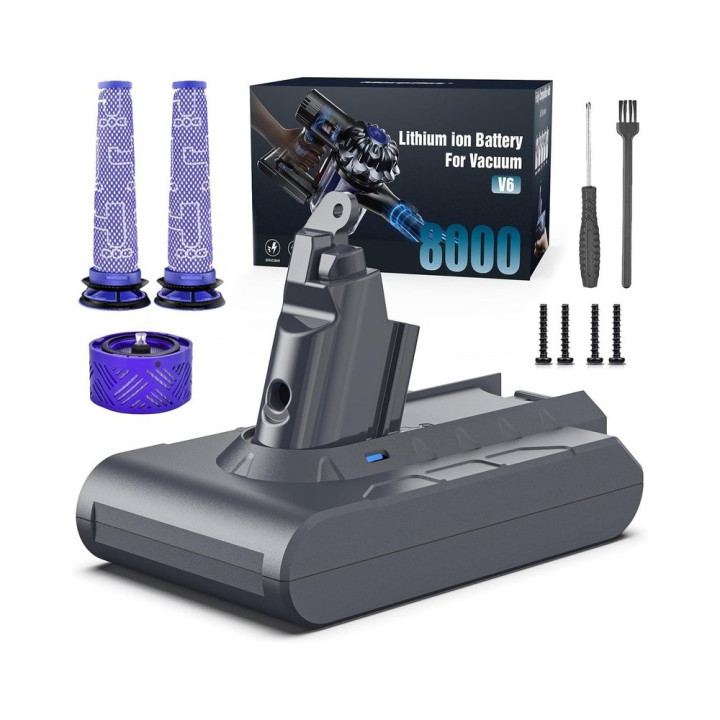 Baterie k vysavači KEENSTONE pro Dyson V6 se 2ma předfiltry, 8000 mAh