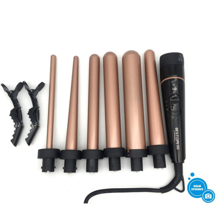 Kulma na vlasy BESTOPE PRO L-F, 6 nástavců, 85W, Rose Gold