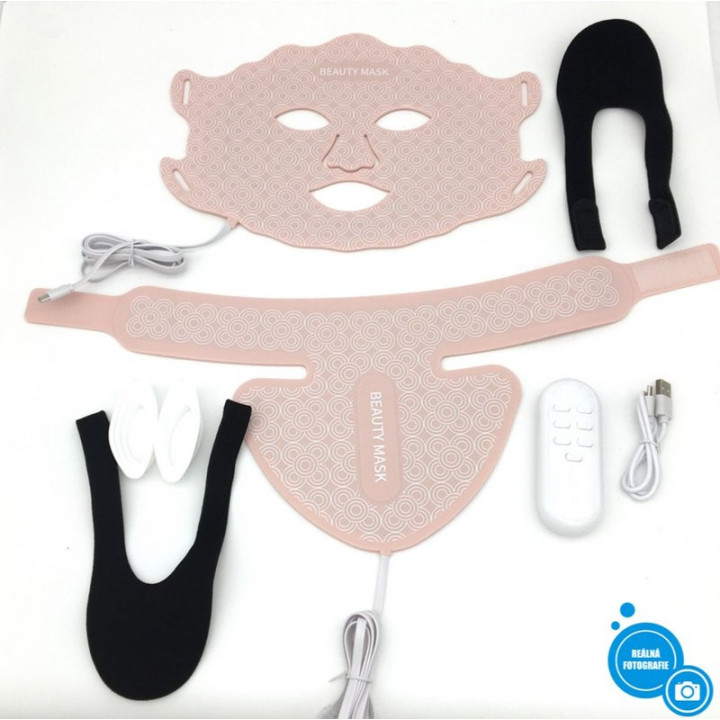 LED maska na obličej a krk BEUTY MASK , Pink