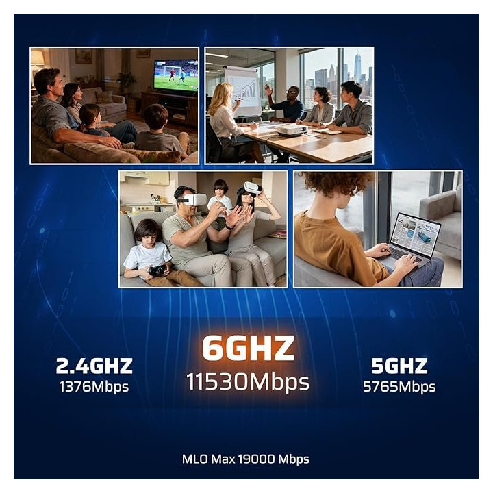 Třípásmový Wifi 7 router LTC Velo7 Max BE19000, černá