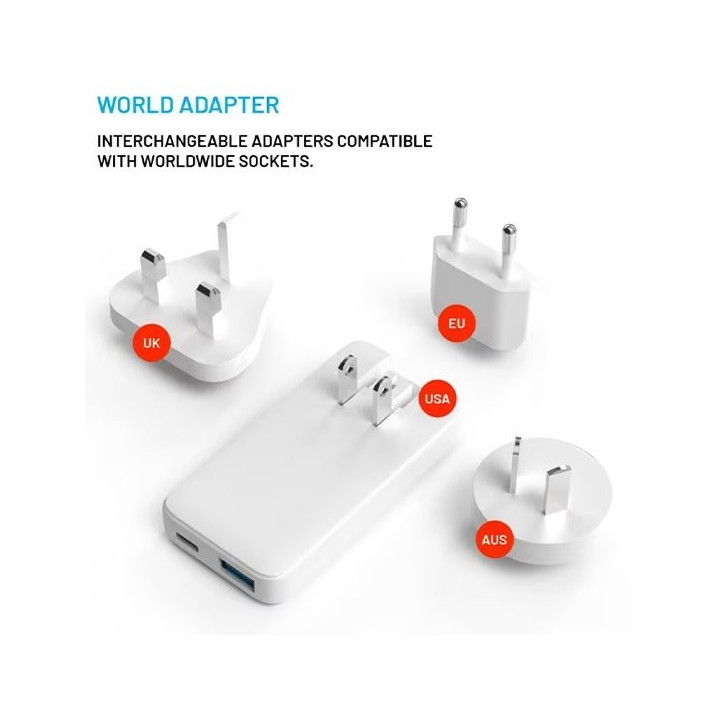 Cestovní nabíječka FIXED Slim Traveller, 65 W, bílá