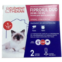 Antiparazitní roztok pro kočky CLÉMENT THÉKAN Fiprokil duo 50mg/60mg, 2x 0,5 ml